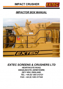 Extec APP 1013 EX Petunjuk Pengoperasian Impact Crusher dan Daftar Suku Cadang