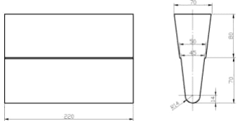 Fig.2-1 Diagrama esquemático de una muestra de bloque de prueba Y de acero de baja aleación con alto contenido de carbono