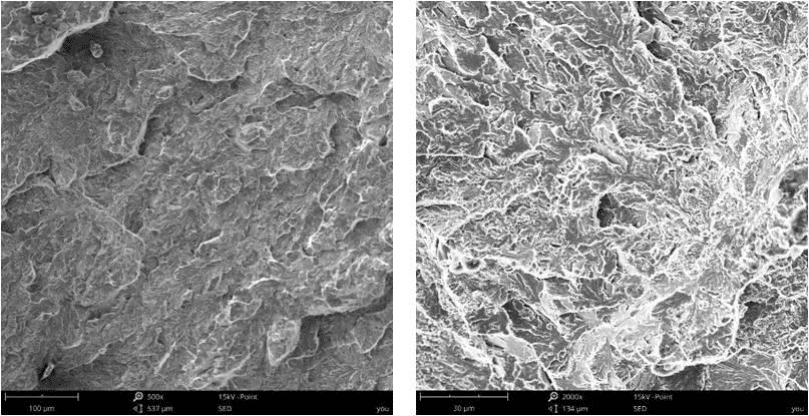 Fig.3-6 Frakturmorfologier av stål med låg kolhalt och låglegering i olika värmebehandlingsprocesser （a） (b) # 1