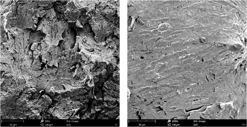 Fig.3-6 Morfologias de fratura de aços de alto carbono e baixa liga em diferentes processos de tratamento térmico （i） (j) # 5