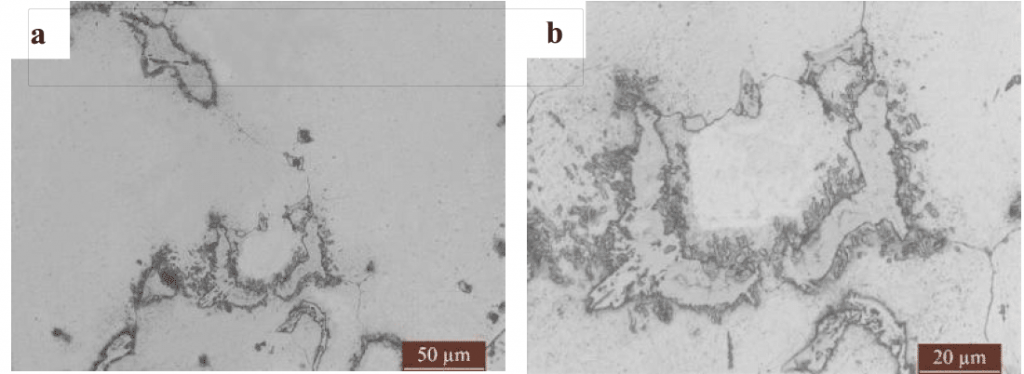 Fig.4-3 Mikrostruktur av kompositfoderplattor med hög manganstålmatris